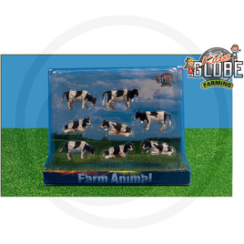 Kids Globe 8 cows lying down and standing, black/wh